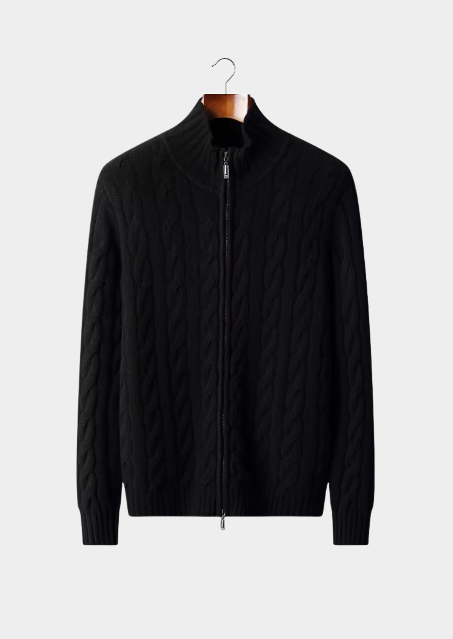 Pure Extra-Fine Merino Wool Dual-Zip Cable Cardigan | Vallentty