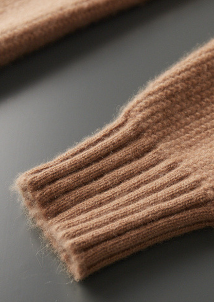 Pure Cashmere Mustard Ribbed Zip Cardigan | Vallentty