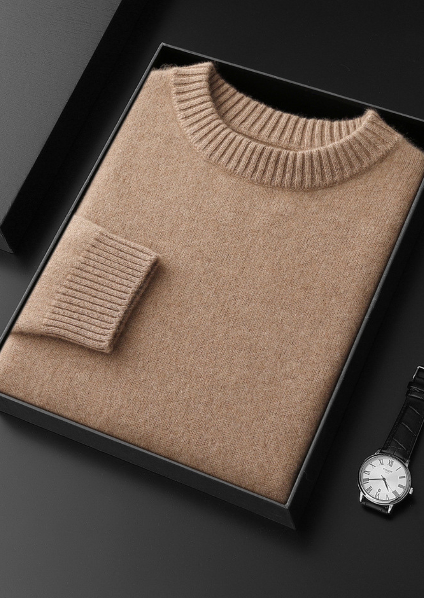 Pure Cashmere Beige Essential Crewneck | Vallentty