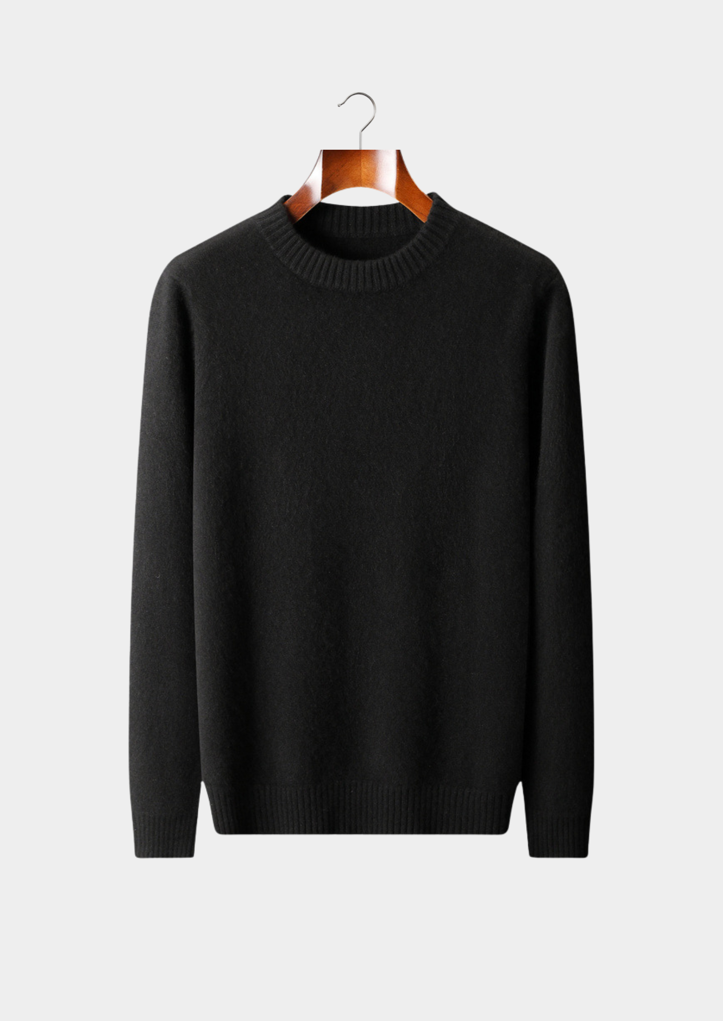 Pure Cashmere Black Essential Crewneck | Vallentty