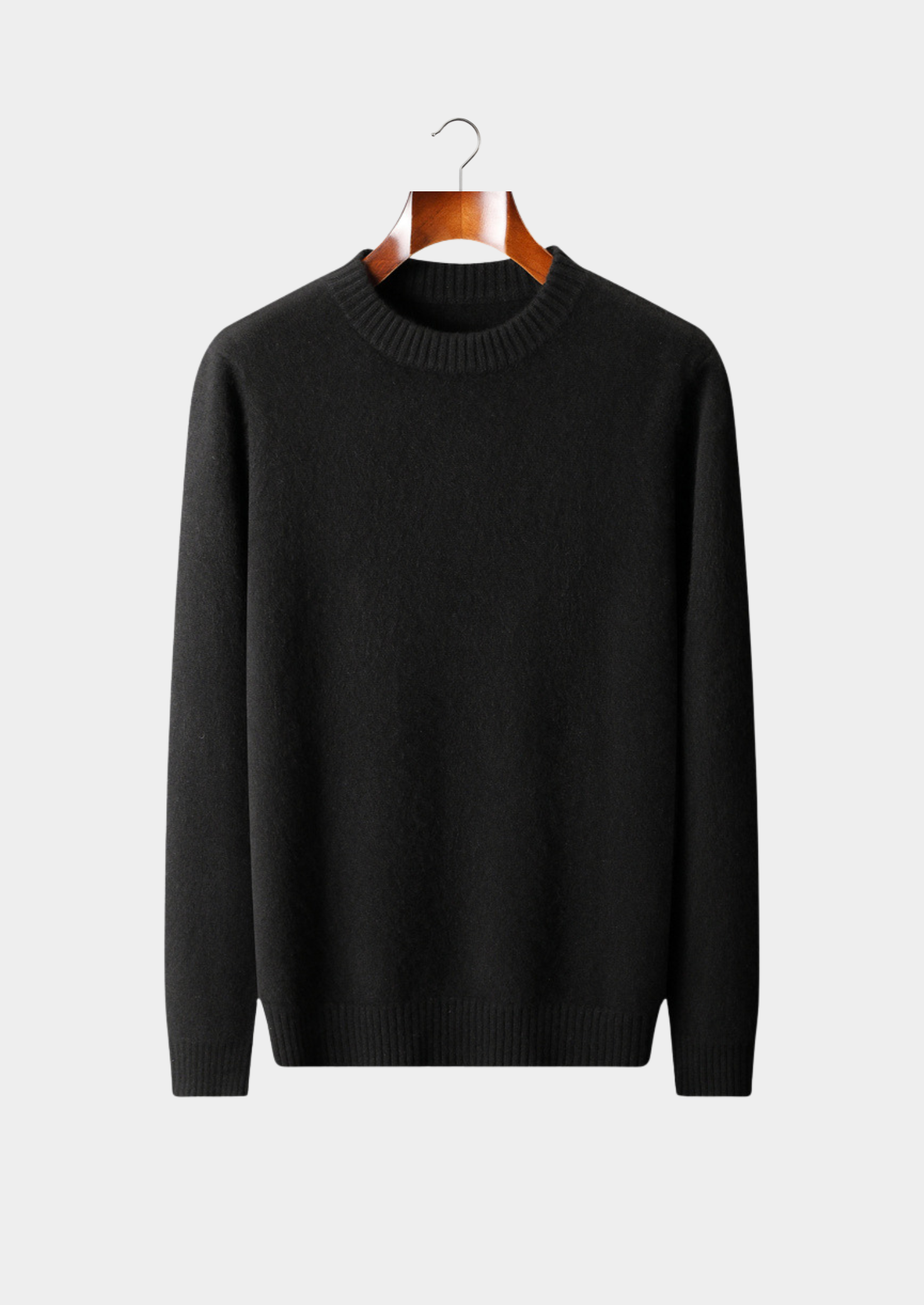 Pure Cashmere Black Essential Crewneck | Vallentty