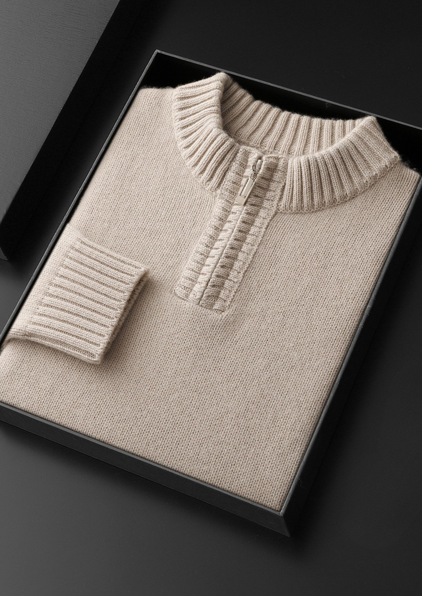 Pure Cashmere Off White Half Zip Sweater | Vallentty