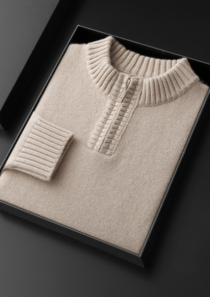 Pure Cashmere Off White Half Zip Sweater | Vallentty