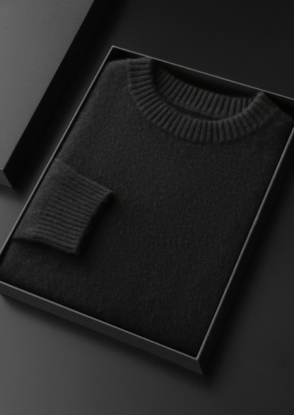 Pure Cashmere Black Essential Crewneck | Vallentty