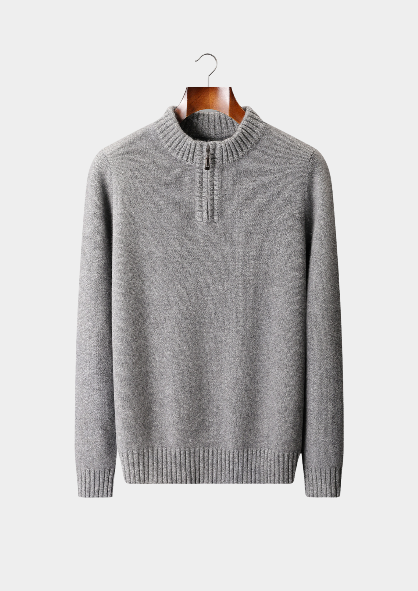 Pure Cashmere Light Gray Half Zip Sweater | Vallentty