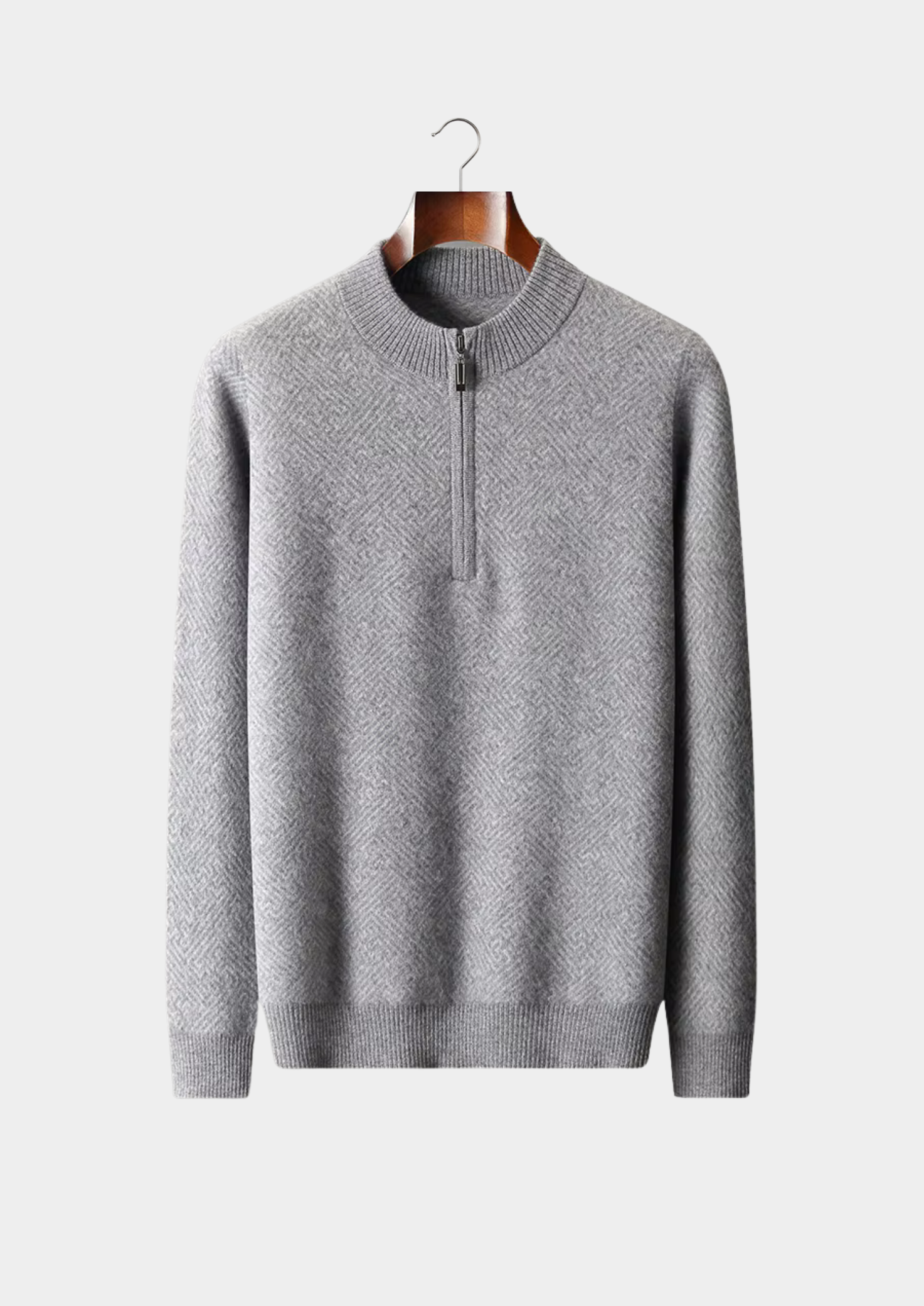 Premium Cashmere Patterned Half-Zip Sweater | Vallentty