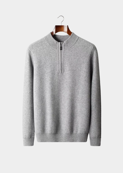 Premium Cashmere Essential Half-Zip Sweater | Vallentty