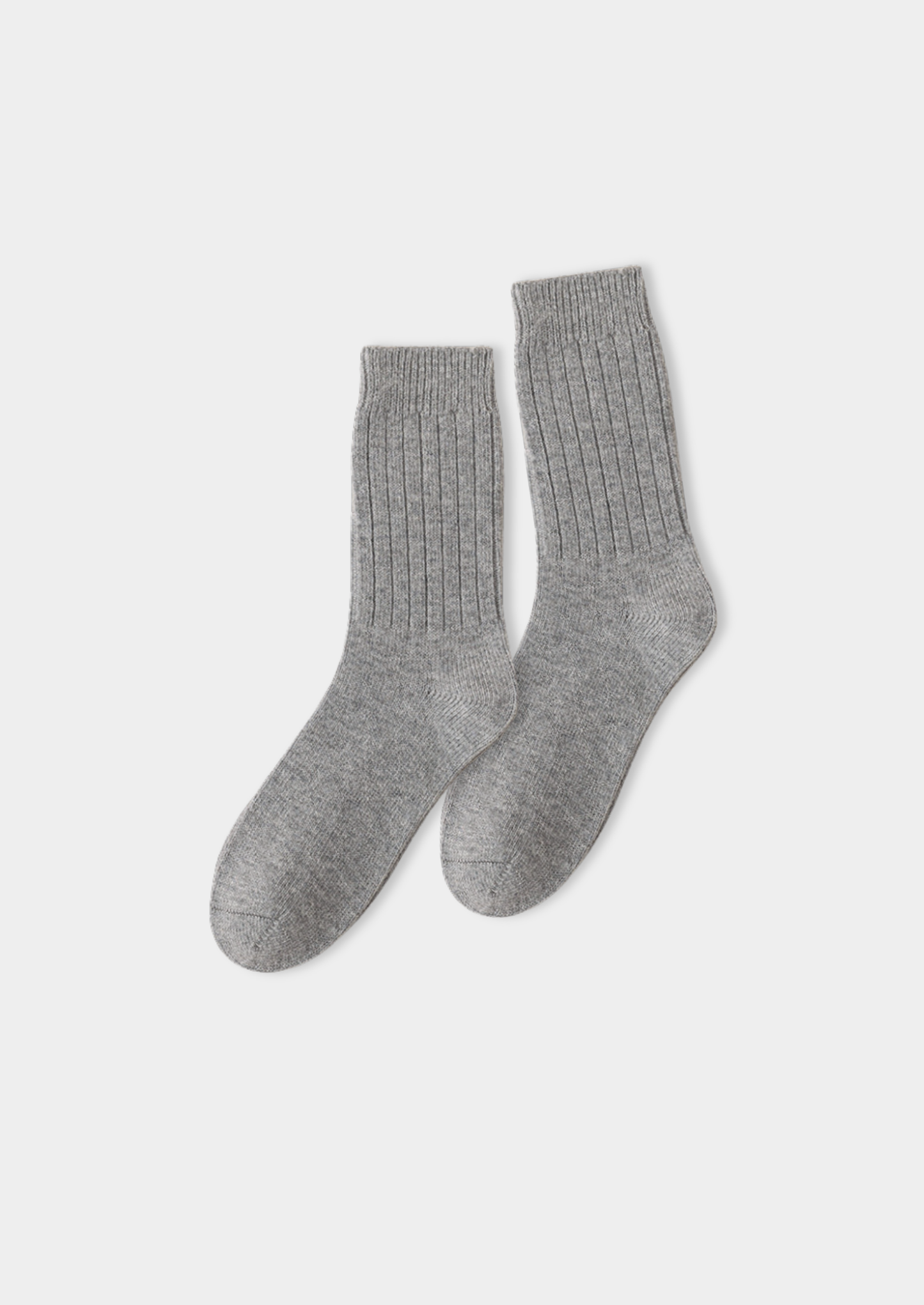 Light Gray Ultra-Soft Ribbed Merino Wool Socks | Vallentty