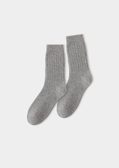Light Gray Ultra-Soft Ribbed Merino Wool Socks | Vallentty