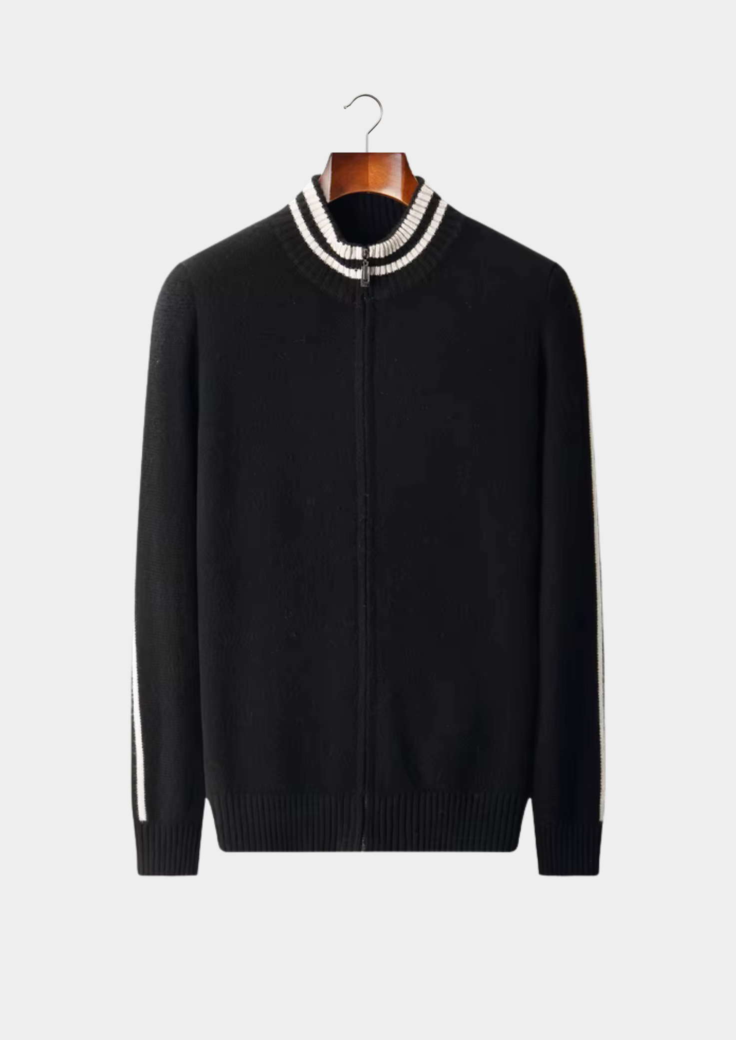 Pure Extra-Fine Merino Wool Two Tone Zip Cardigan | Vallentty