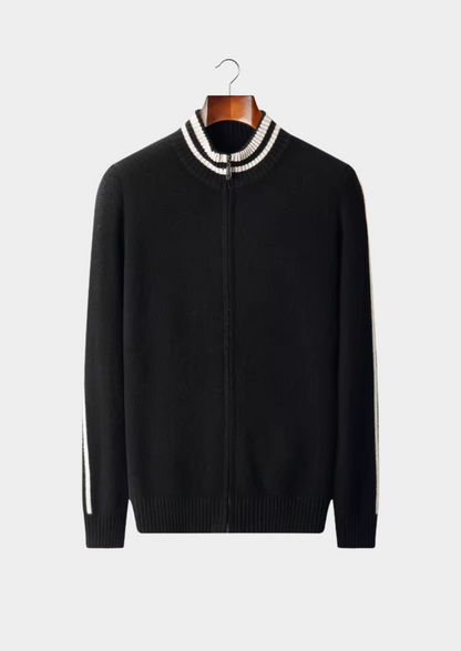 Pure Extra-Fine Merino Wool Two Tone Zip Cardigan | Vallentty
