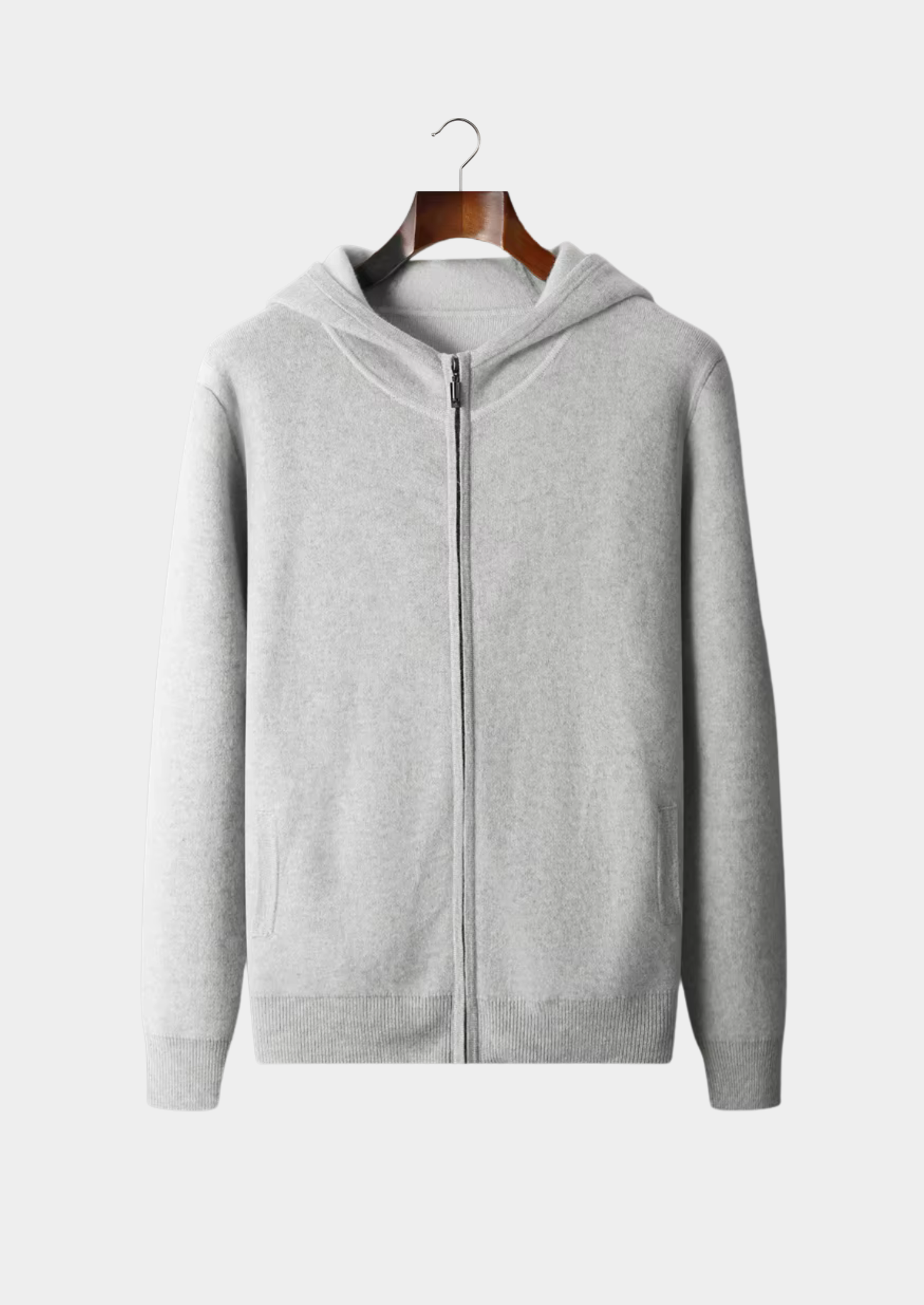 Premium Cashmere Two Tone Zipper Hoodie | Vallentty