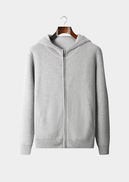 Premium Cashmere Two Tone Zipper Hoodie | Vallentty