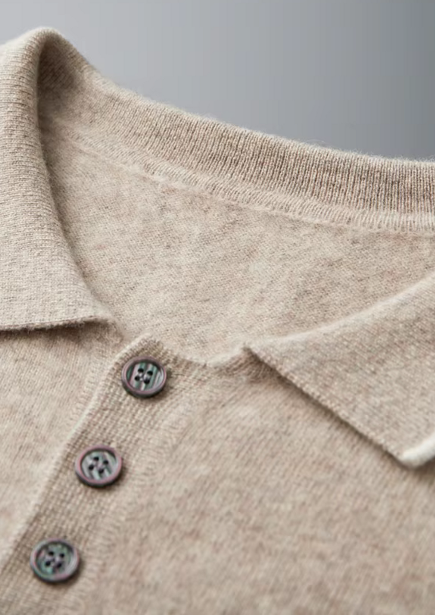 Premium Cashmere Two Tone Button Polo | Vallentty
