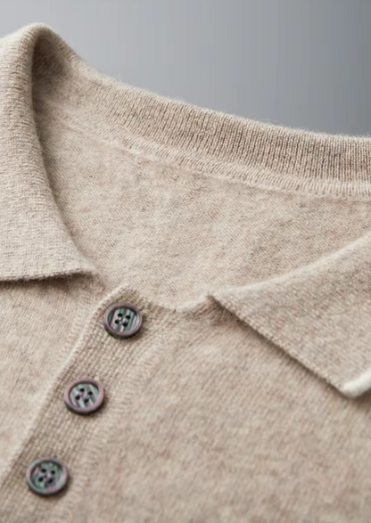 Premium Cashmere Two Tone Button Polo | Vallentty