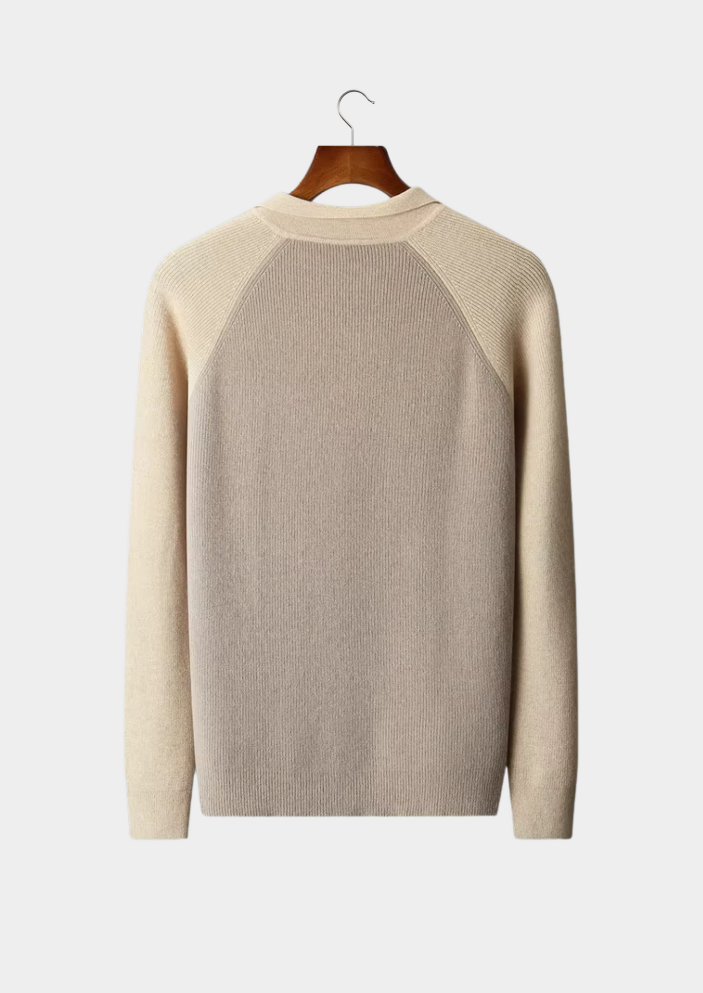 Pure Extra-Fine Merino Wool Two Tone Zipper Sweater Polo | Vallentty