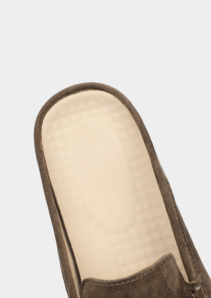 Olive Marina Suede Slipper | Vallentty