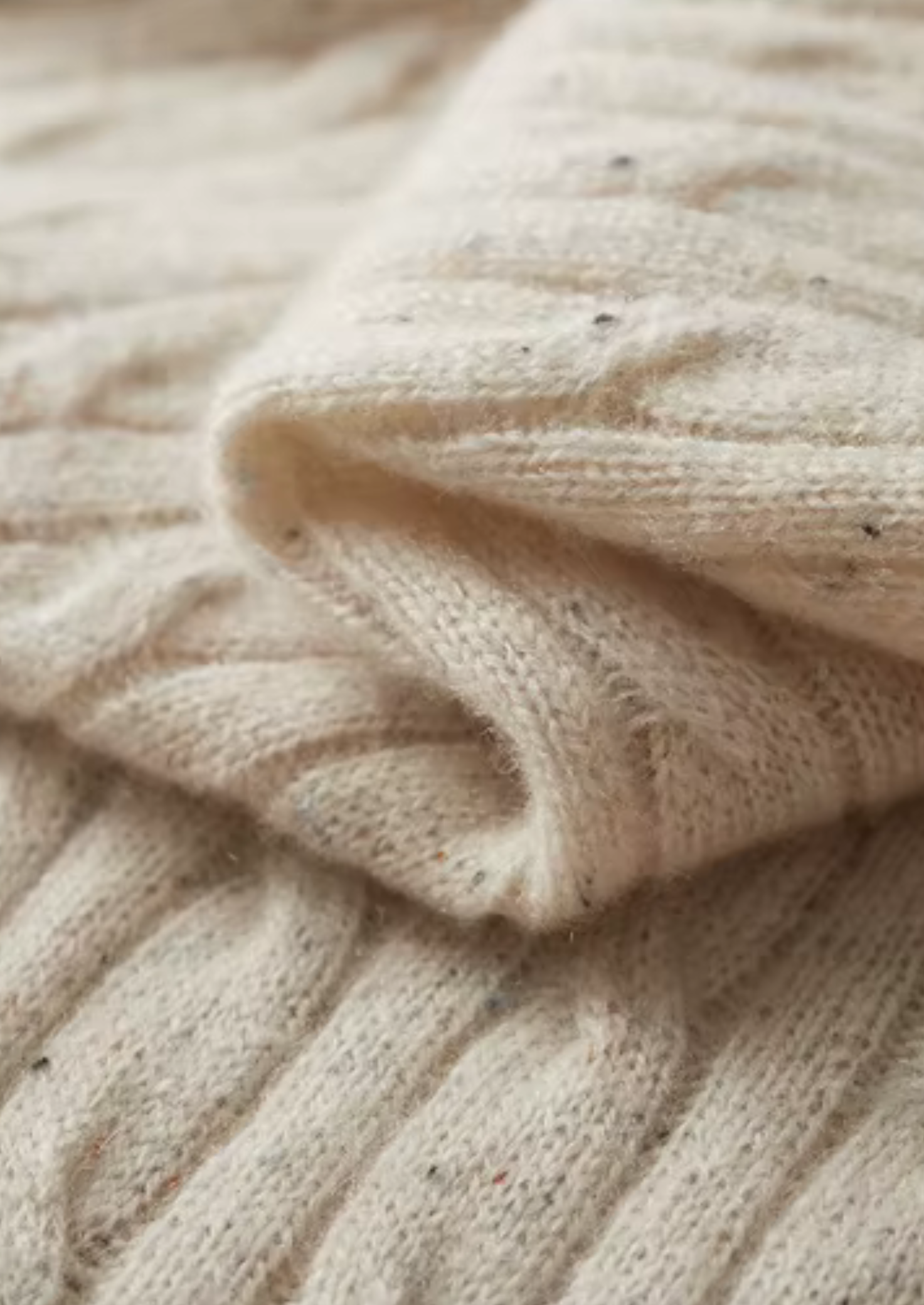 Pure Extra-Fine Merino Wool Nepped Cable Crewneck | Vallentty