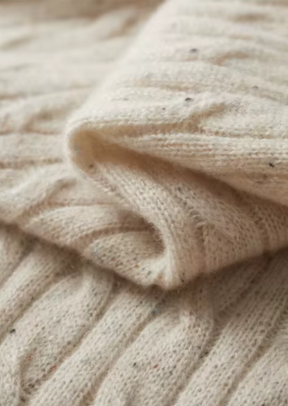Pure Extra-Fine Merino Wool Nepped Cable Crewneck | Vallentty