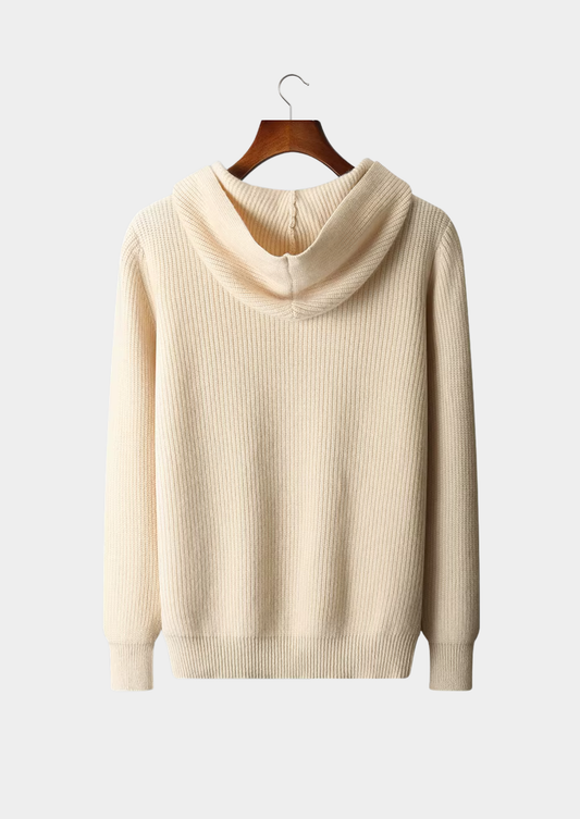 Pure Extra-Fine Merino Wool Half Zipper Hoodie | Vallentty