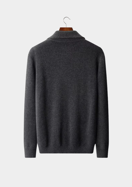 Pure Extra-Fine Merino Wool Funnel Neck Dual Zip Cardigan | Vallentty
