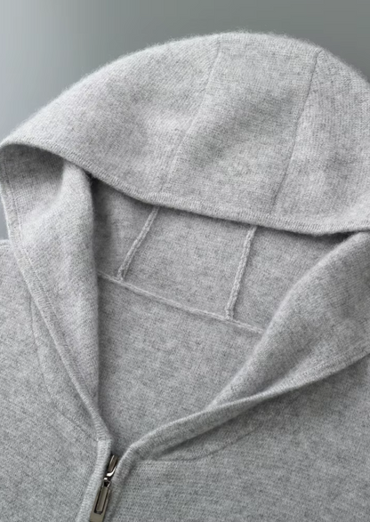 Pure Extra-Fine Merino Wool Zipper Hoodie | Vallentty