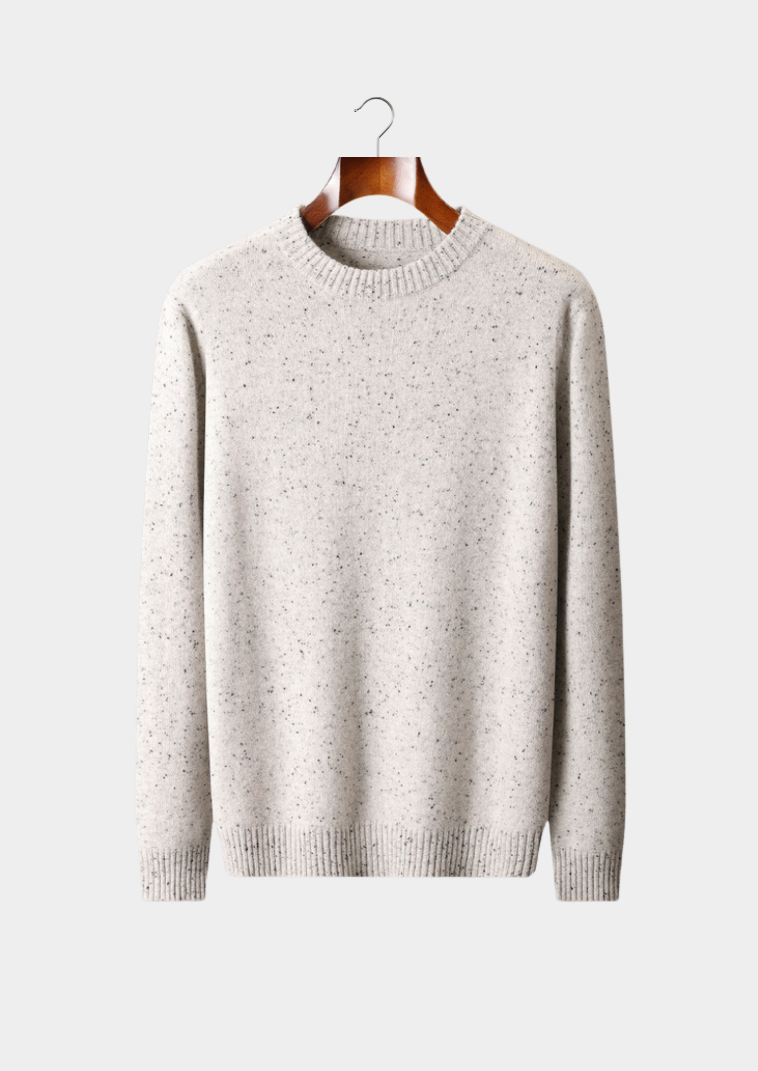 Pure Cashmere White Nepped Essential Crewneck | Vallentty