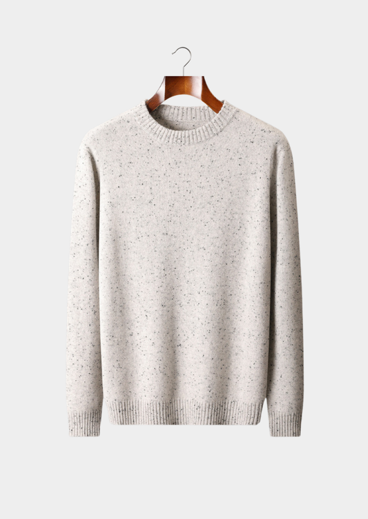 Pure Cashmere White Nepped Essential Crewneck | Vallentty