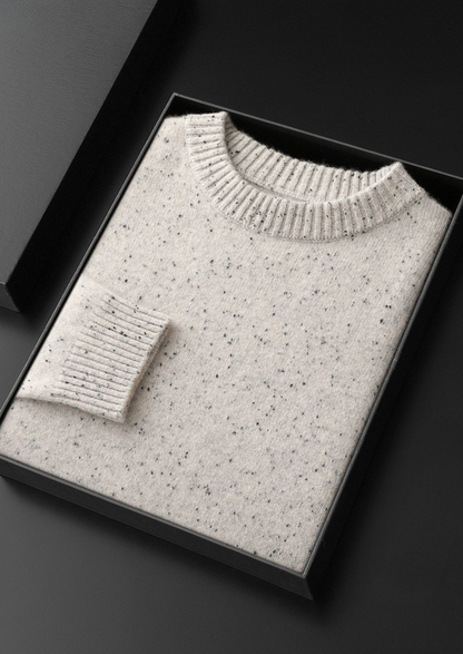 Pure Cashmere White Nepped Essential Crewneck | Vallentty