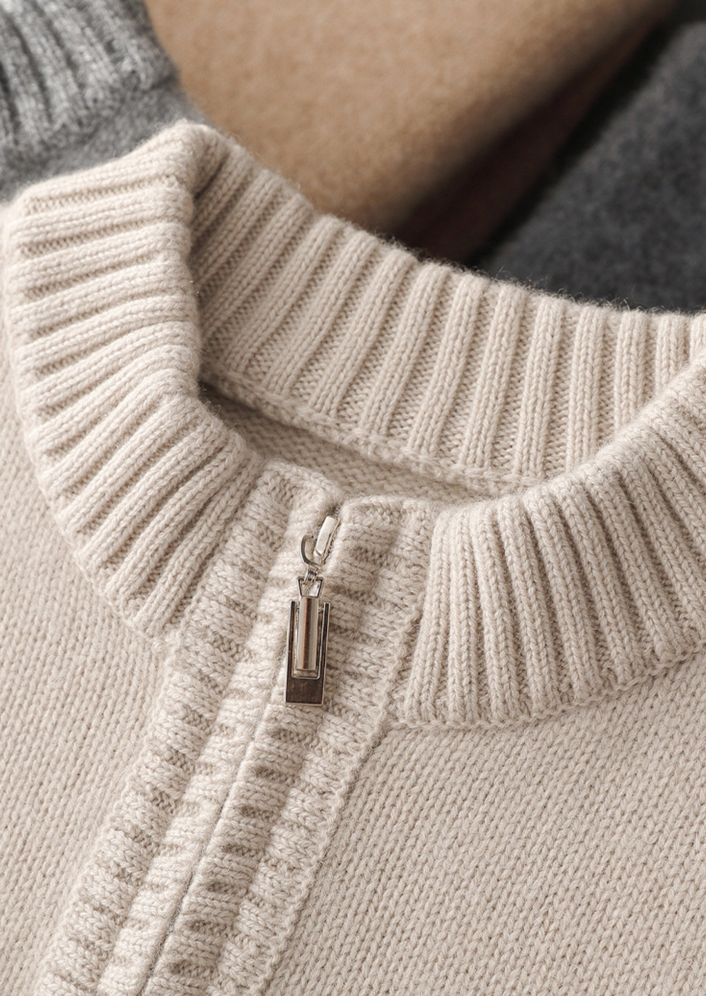 Pure Cashmere Off White Half Zip Sweater | Vallentty