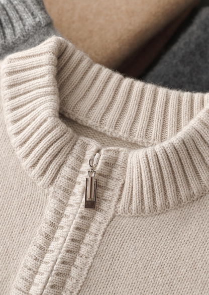 Pure Cashmere Off White Half Zip Sweater | Vallentty