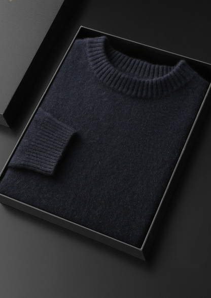 Pure Cashmere Navy Blue Essential Crewneck | Vallentty