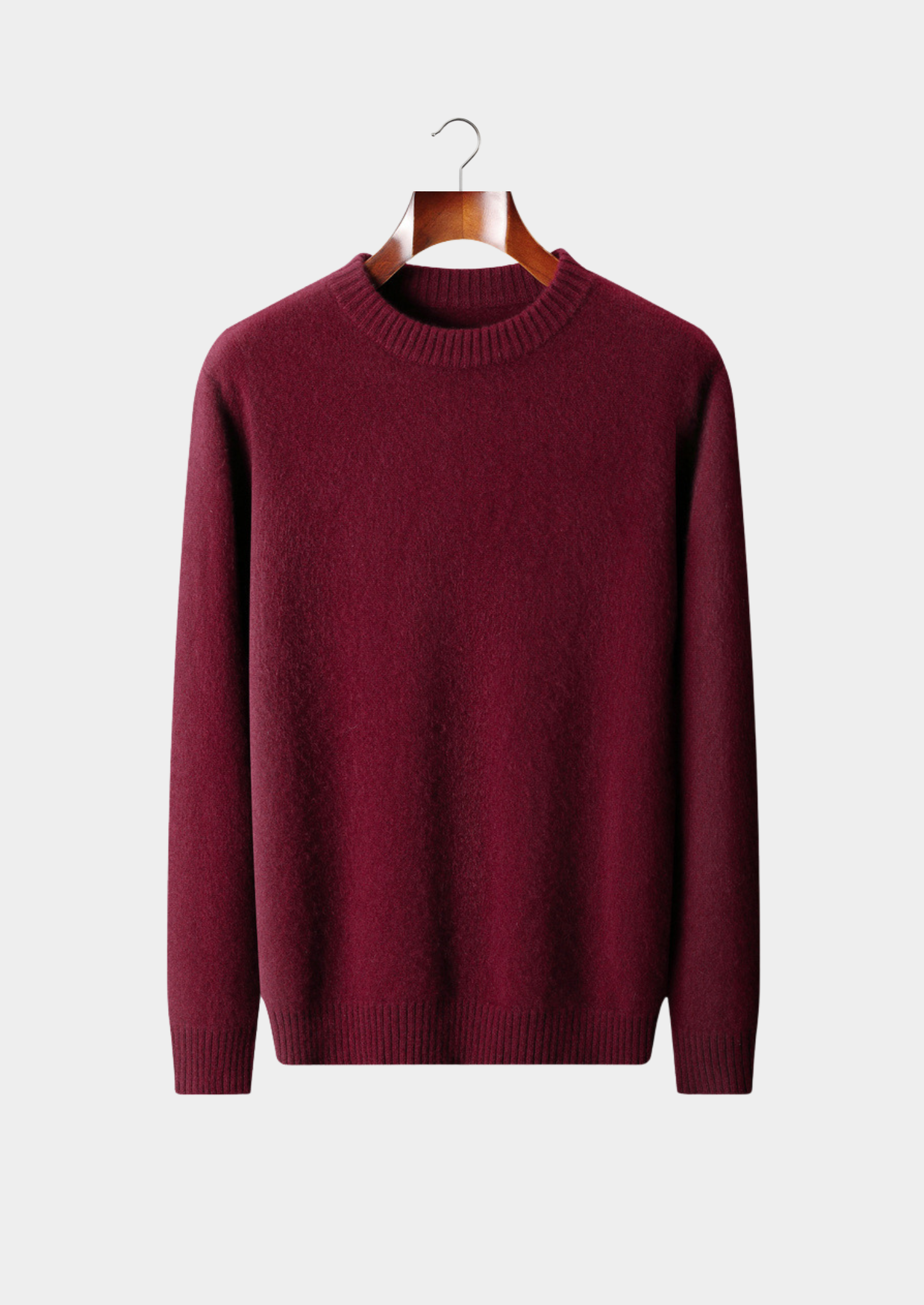 Pure Cashmere Burgundy Essential Crewneck | Vallentty