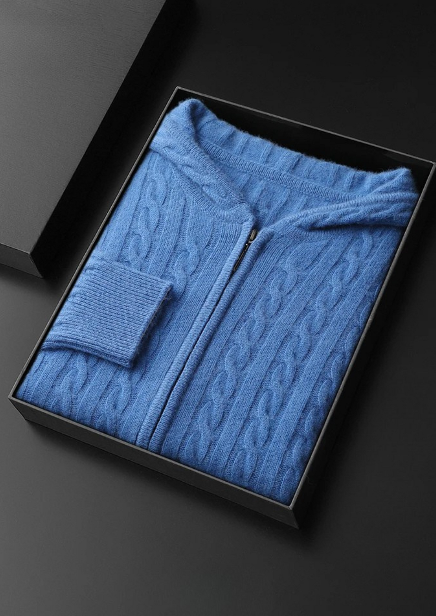 Premium Cashmere Cable Knit Zipper Hoodie | Vallentty