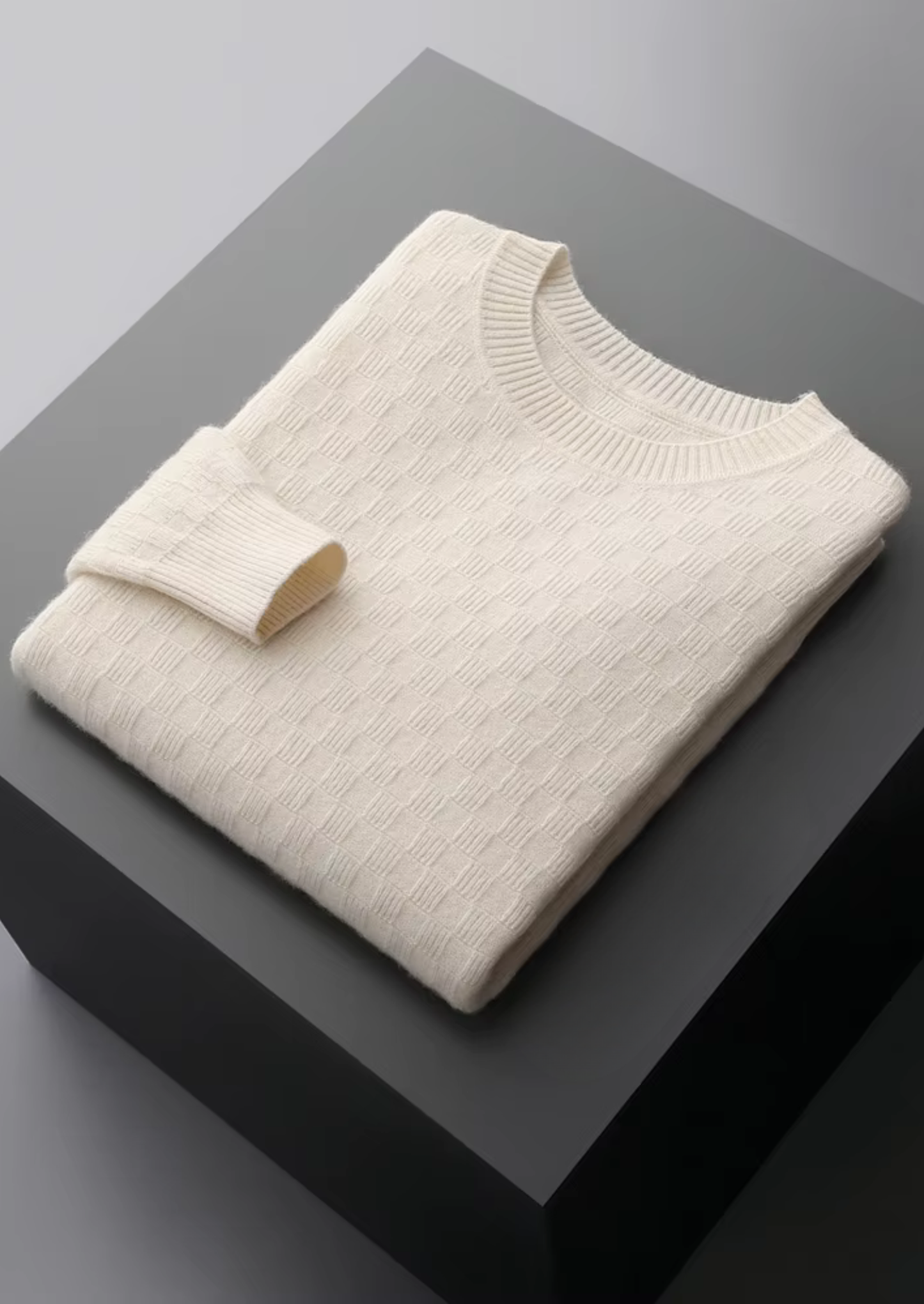 Premium Cashmere Textured Crewneck | Vallentty