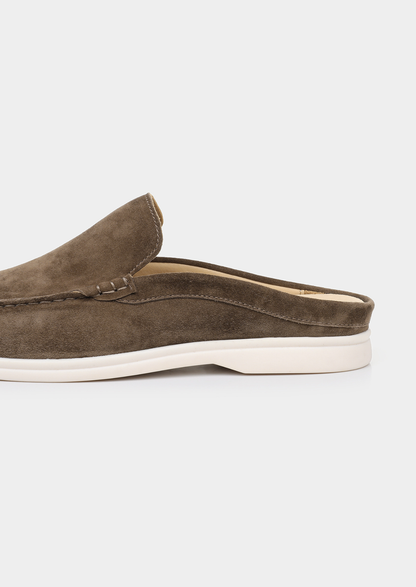 Olive Marina Suede Slipper | Vallentty