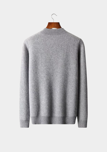 Premium Cashmere Patterned Half-Zip Sweater | Vallentty