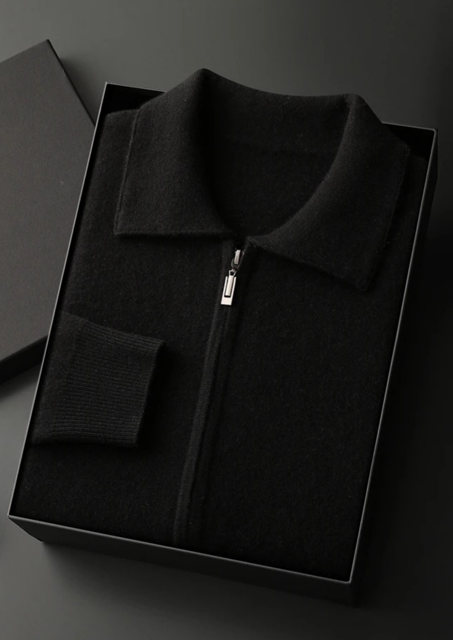 Premium Cashmere Zip Polo Cardigan | Vallentty