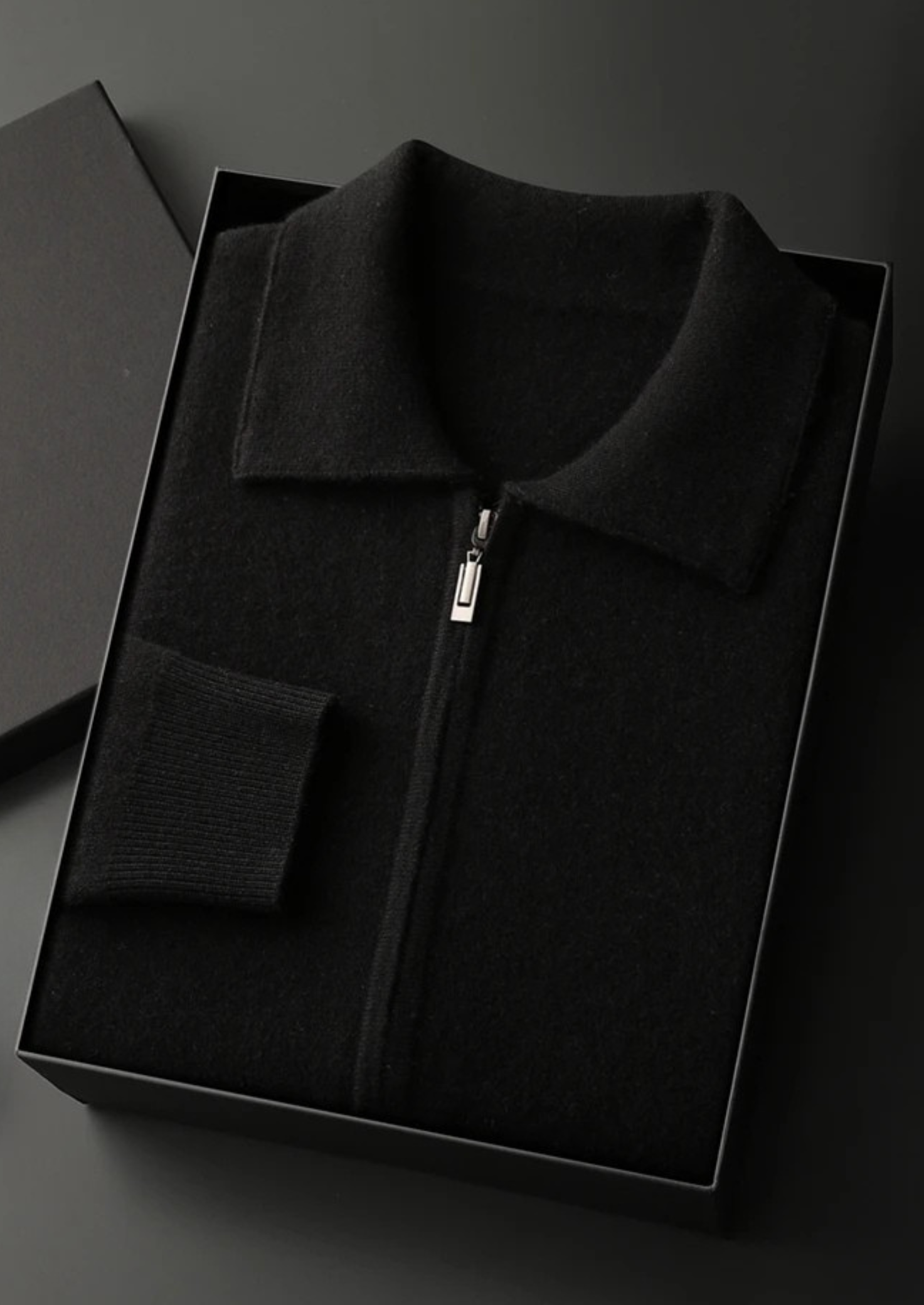 Premium Cashmere Zip Polo Cardigan | Vallentty