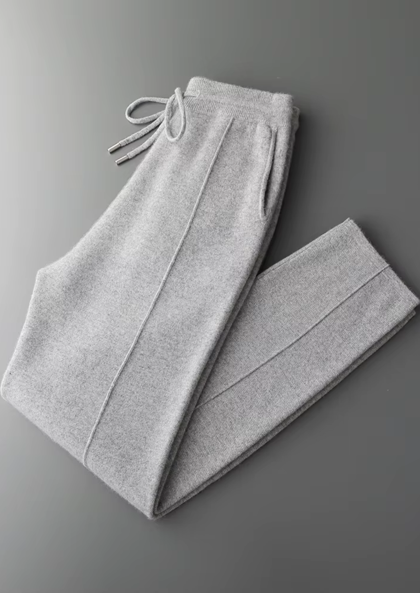 Pure Extra-Fine Merino Wool Light Gray Falconi Set | Vallentty
