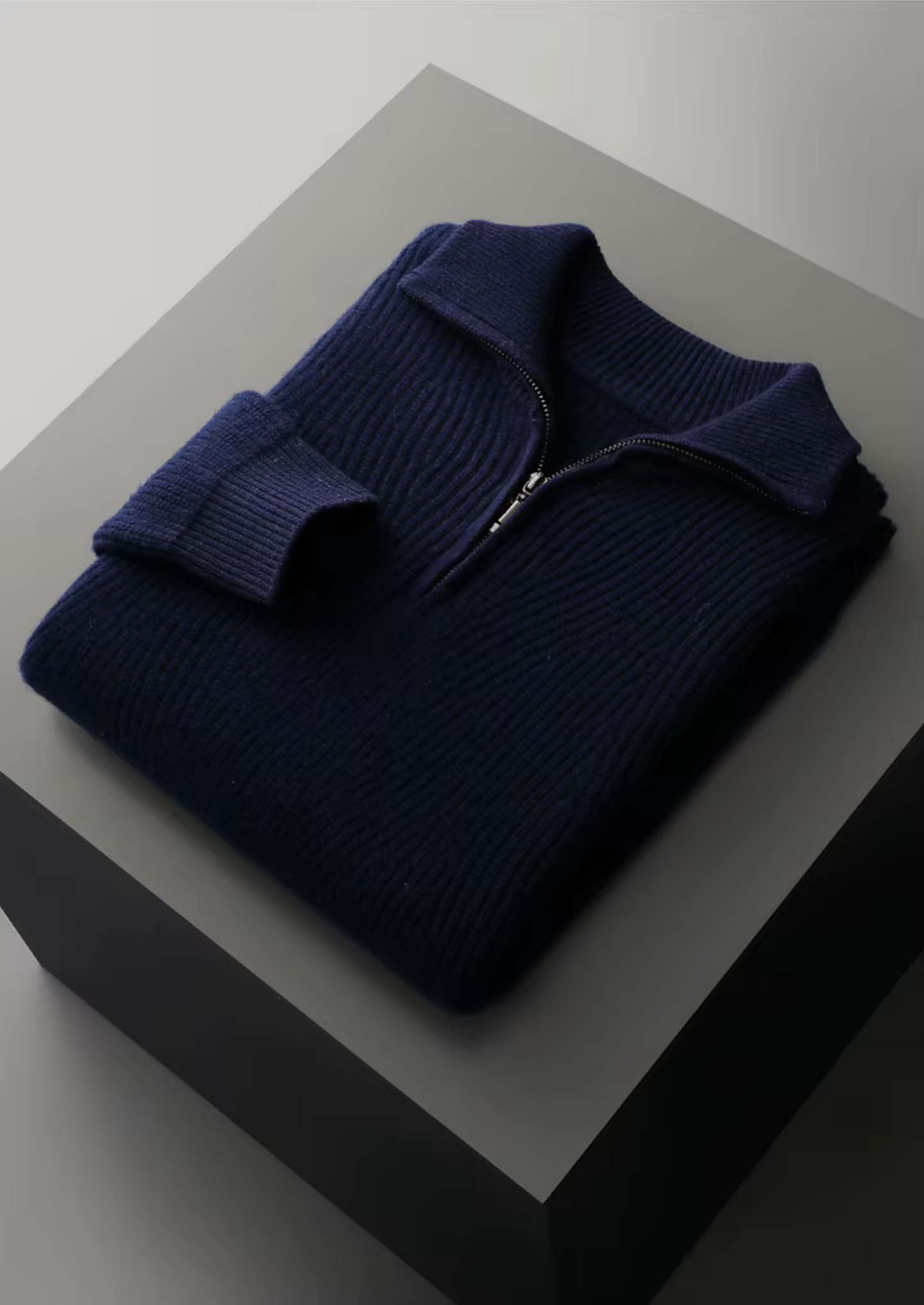 Pure Extra-Fine Merino Wool Ribbed Half-Zip | Vallentty