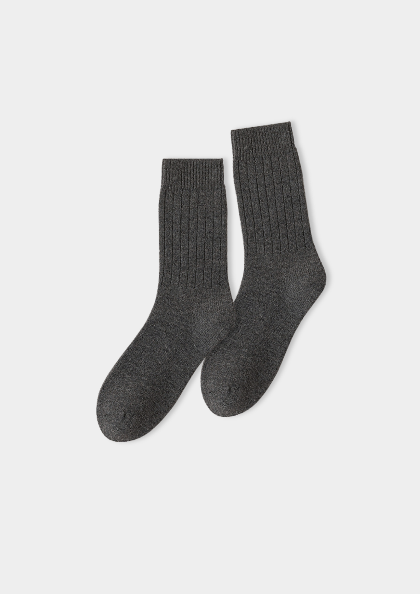 Dark Gray Ultra-Soft Ribbed Merino Wool Socks | Vallentty