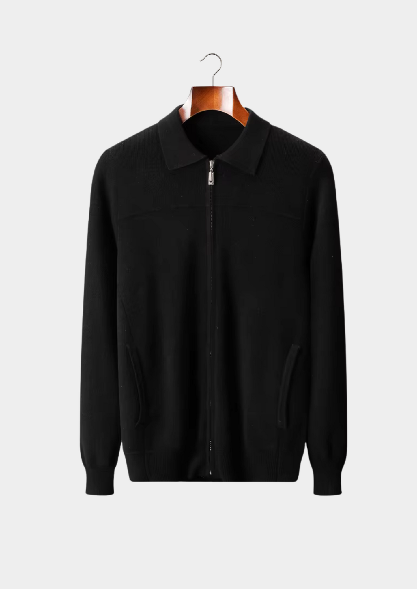 Pure Extra-Fine Merino Wool Ribbed Polo Cardigan | Vallentty