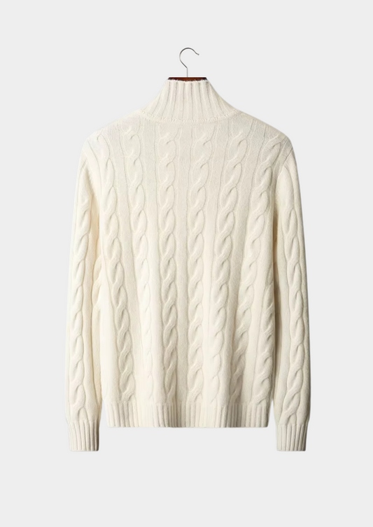 Pure Extra-Fine Merino Wool Dual-Zip Cable Cardigan | Vallentty