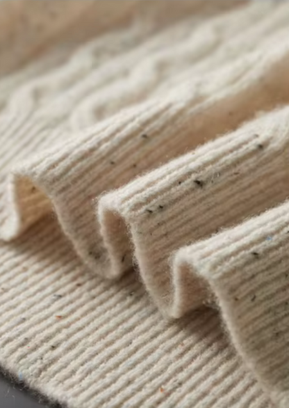 Pure Extra-Fine Merino Wool Nepped Cable Crewneck | Vallentty