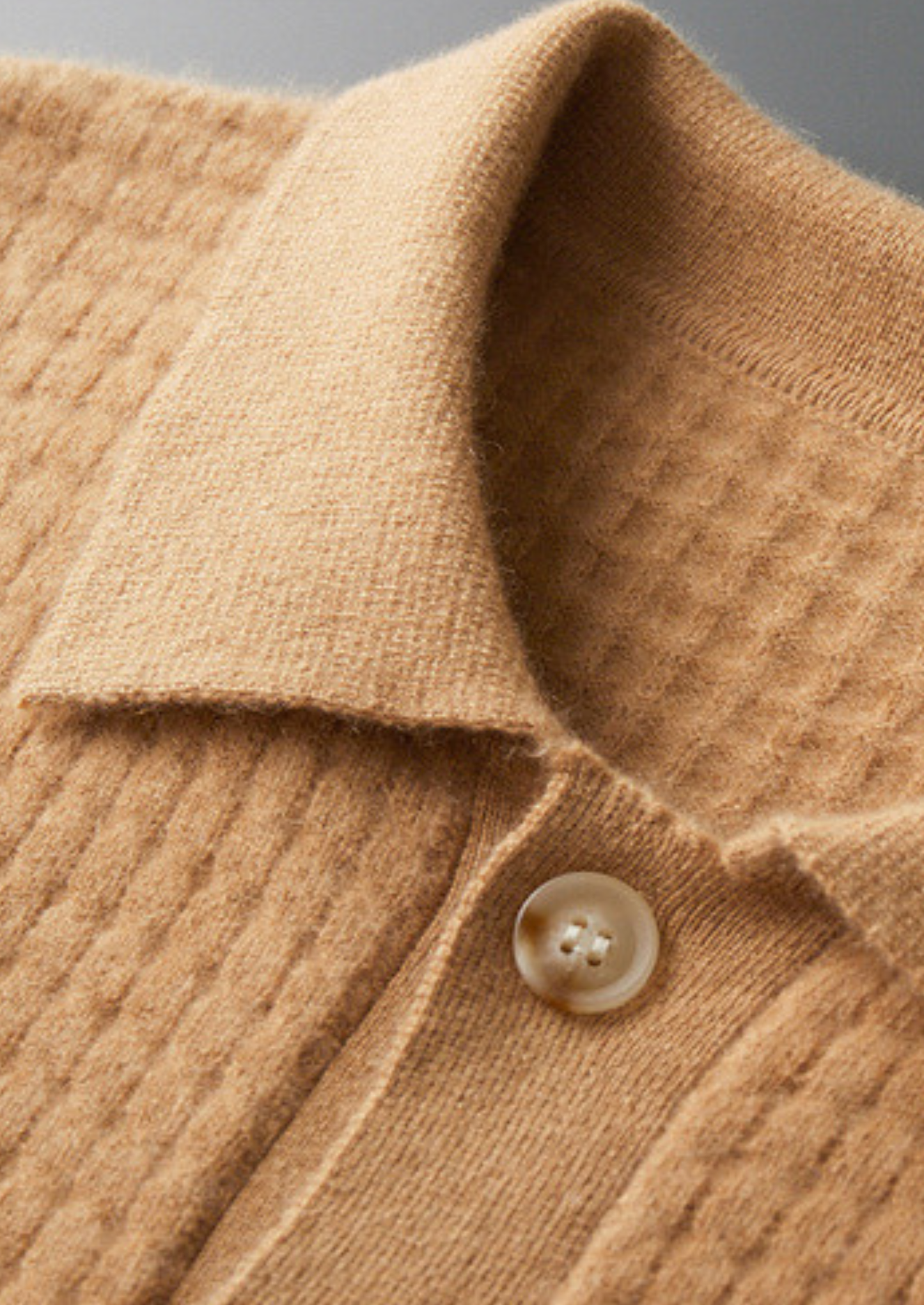 Pure Cashmere Caramel Textured Button Cardigan | Vallentty