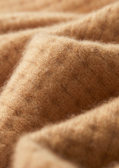 Pure Cashmere Caramel Textured Button Cardigan | Vallentty