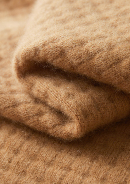 Pure Cashmere Caramel Textured Button Cardigan | Vallentty
