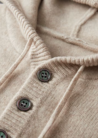 Pure Extra-Fine Merino Wool Button Hoodie | Vallentty