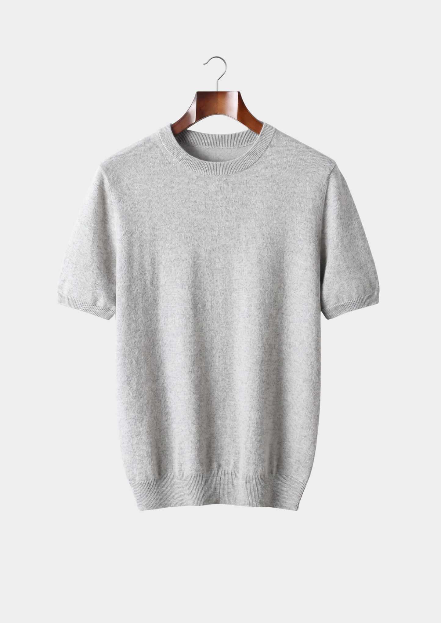 Premium Cashmere Classic Crewneck T-Shirt - Light Gray | Vallentty